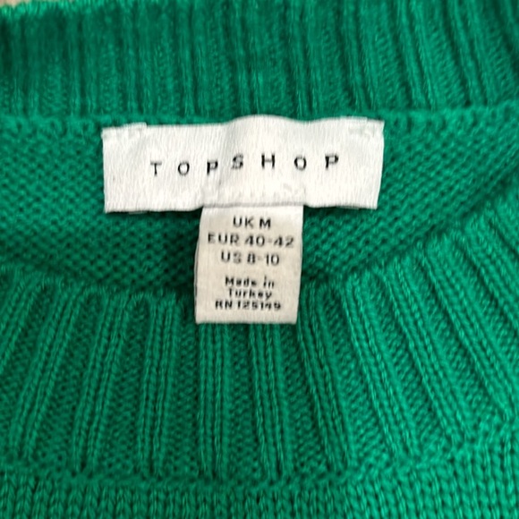 Top Shop Kelly Green sweater size 8-10 US - Picture 2 of 5